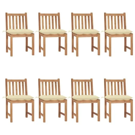 Garden chairs 8 units solid teak wood with cushions by vidaXL, Garden chairs - Ref: Foro24-3073159, Price: 922,07 €, Discount: %