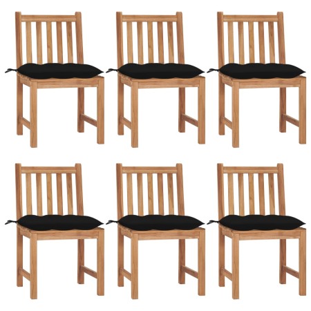 Gartenstühle 6 Einheiten aus massivem Teakholz mit Kissen von vidaXL, Gartenstühle - Ref: Foro24-3073137, Preis: 685,51 €, Ra...