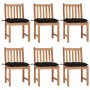 Gartenstühle 6 Einheiten aus massivem Teakholz mit Kissen von vidaXL, Gartenstühle - Ref: Foro24-3073137, Preis: 685,51 €, Ra...
