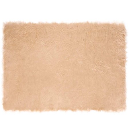 Alfombra de Piel de Oveja Falsa Beige 120 x 170 cm Poliéster