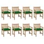 Sillas de jardín 8 uds madera maciza de teca cojines verde de vidaXL, Sillas de jardín - Ref: Foro24-3073078, Precio: 1,00 €,...