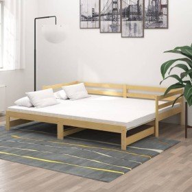 Sofá cama extraíble madera maciza de pino 2x(90x200) cm Sofá cama extraíble madera maciza de pino 2x(90x200) cm