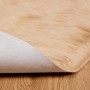 Alfombra de Piel de Oveja Falsa Beige 160 x 160 cm Poliéster
