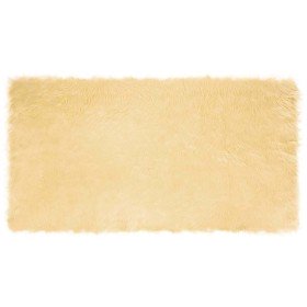 Alfombra de Piel de Oveja Falsa Crema 150 x 80 cm Poliéster