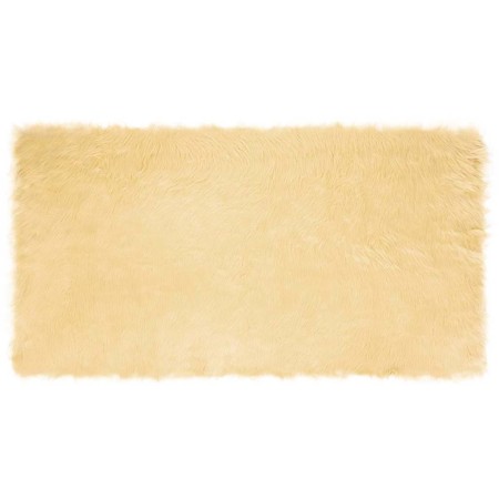 Alfombra de Piel de Oveja Falsa Crema 150 x 80 cm Poliéster