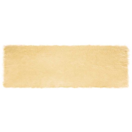 Alfombra de Piel de Oveja Falsa Crema 80 x 250 cm Poliéster