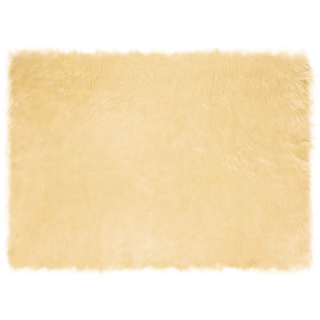 Alfombra de Piel de Oveja Falsa Crema 200 x 140 cm Poliéster