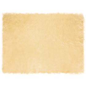Alfombra de Piel de Oveja Falsa Crema 160 x 230 cm Poliéster