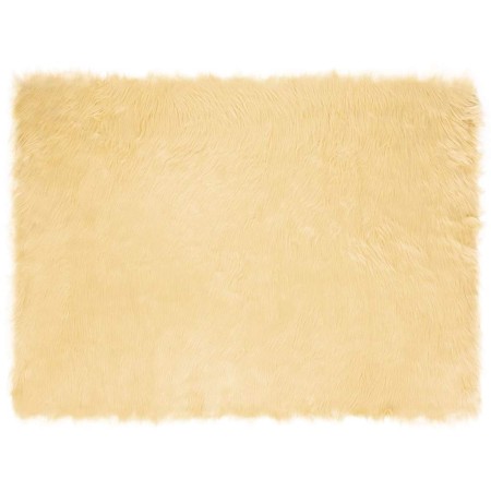 Alfombra de Piel de Oveja Falsa Crema 160 x 230 cm Poliéster