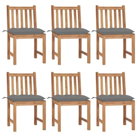 Gartenstühle 6 Einheiten aus massivem Teakholz mit Kissen von vidaXL, Gartenstühle - Ref: Foro24-3073131, Preis: 683,08 €, Ra...