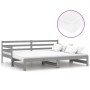 Sofá cama extraíble madera maciza de pino gris 2x(90x200) cm