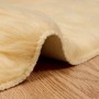 Alfombra de Piel de Oveja Falsa Crema 120 x 120 cm Poliéster