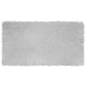Alfombra de Piel de Oveja Falsa Gris 60 x 110 cm Poliéster