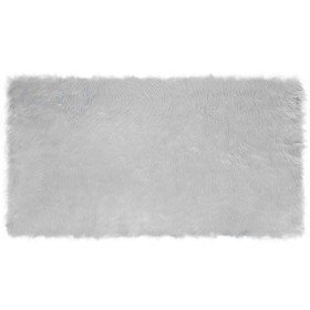 Alfombra de Piel de Oveja Falsa Gris 60 x 110 cm Poliéster