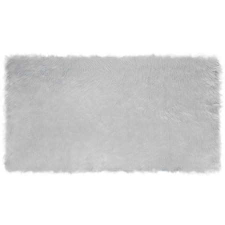 Alfombra de Piel de Oveja Falsa Gris 60 x 110 cm Poliéster