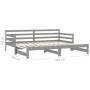 Sofá cama extraíble madera maciza de pino gris 2x(90x200) cm