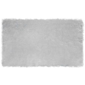 Alfombra de Piel de Oveja Falsa Gris 200 x 100 cm Poliéster