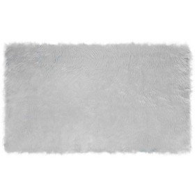 Alfombra de Piel de Oveja Falsa Gris 200 x 100 cm Poliéster