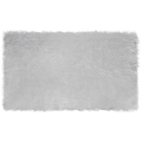 Alfombra de Piel de Oveja Falsa Gris 200 x 100 cm Poliéster