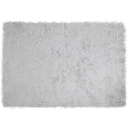 Alfombra de Piel de Oveja Falsa Gris 120 x 170 cm Poliéster