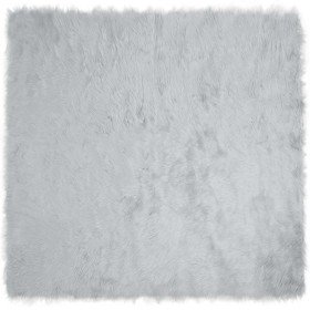 Alfombra de Piel de Oveja Falsa Gris 120 x 120 cm Poliéster