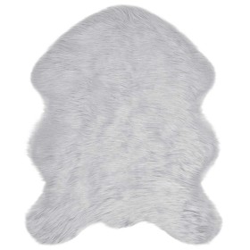 Alfombra de Piel de Oveja Falsa Gris 50 x 80 cm Poliéster