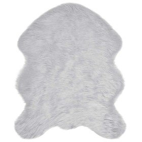 Alfombra de Piel de Oveja Falsa Gris 50 x 80 cm Poliéster