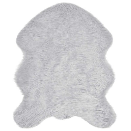 Alfombra de Piel de Oveja Falsa Gris 50 x 80 cm Poliéster