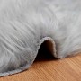 Alfombra de Piel de Oveja Falsa Gris 60 x 90 cm Poliéster
