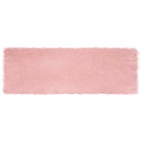 Alfombra de Piel de Oveja Falsa Rosa 80 x 250 cm Poliéster