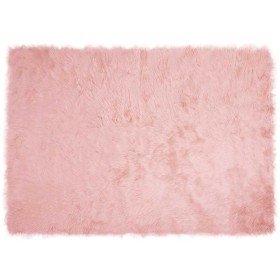 Alfombra de Piel de Oveja Falsa Rosa 140 x 200 cm Poliéster