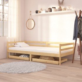 Sofá cama con cajones madera de pino maciza 90x200 cm Sofá cama con cajones madera de pino maciza 90x200 cm