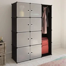vidaXl Modular Wardrobe 9 Compartments Black and White 37x115x150 cm by vidaXL, Wardrobes - Ref: Foro24-240497, Price: 67,75 ...