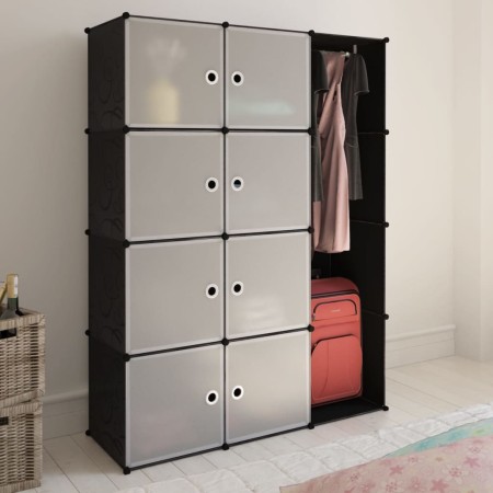 vidaXl Modular Wardrobe 9 Compartments Black and White 37x115x150 cm by vidaXL, Wardrobes - Ref: Foro24-240497, Price: 65,01 ...
