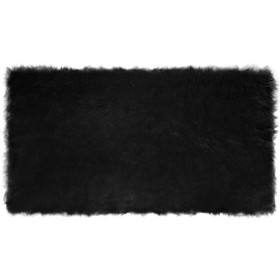 Alfombra de Piel de Oveja Falsa Negro 60 x 110 cm Poliéster