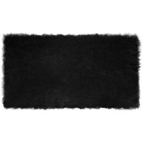 Alfombra de Piel de Oveja Falsa Negro 60 x 110 cm Poliéster