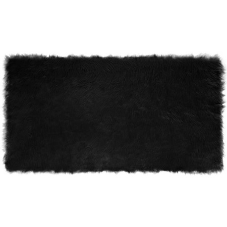 Alfombra de Piel de Oveja Falsa Negro 80 x 150 cm Poliéster