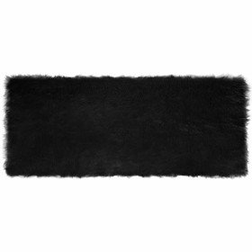 Alfombra de Piel de Oveja Falsa Negro 80 x 200 cm Poliéster