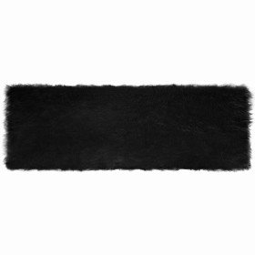 Alfombra de Piel de Oveja Falsa Negro 80 x 250 cm Poliéster