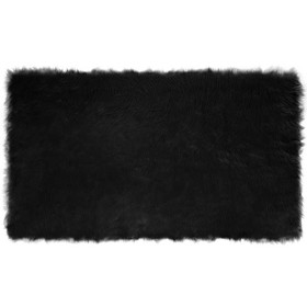 Alfombra de Piel de Oveja Falsa Negro 100 x 200 cm Poliéster