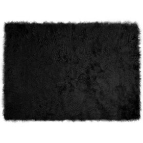 Alfombra de Piel de Oveja Falsa Negro 120 x 170 cm Poliéster