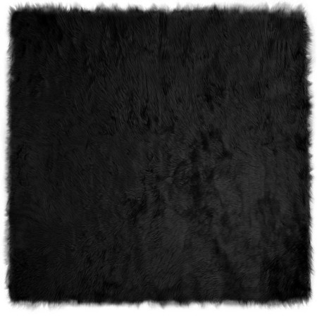 Alfombra de Piel de Oveja Falsa Negro 240 x 240 cm Poliéster