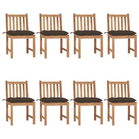 Gartenstühle 8 Einheiten aus massivem Teakholz mit Kissen von vidaXL, Gartenstühle - Ref: Foro24-3073165, Preis: 910,34 €, Ra...