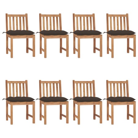 Gartenstühle 8 Einheiten aus massivem Teakholz mit Kissen von vidaXL, Gartenstühle - Ref: Foro24-3073165, Preis: 916,70 €, Ra...