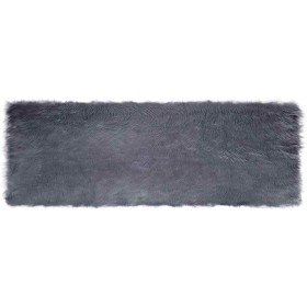 Alfombra de Piel de Oveja Falsa Antracita 80 x 250 cm Poliéster