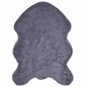 Alfombra de Piel de Oveja Falsa Antracita 60 x 90 cm Poliéster