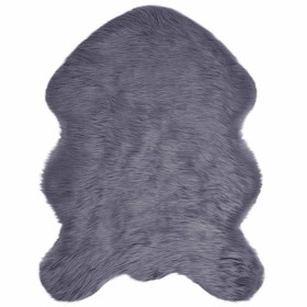 Alfombra de Piel de Oveja Falsa Antracita 80 x 120 cm Poliéster