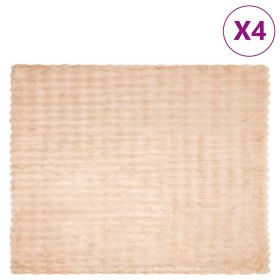 Manta de Piel de Conejo Sintética 4 pcs Beige 130 x 150 cm