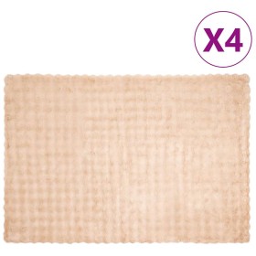 Manta de Piel de Conejo Sintética 4 pcs Beige 150 x 220 cm
