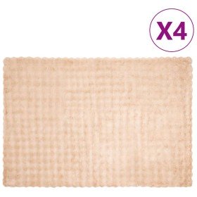 Manta de Piel de Conejo Sintética 4 pcs Beige 150 x 220 cm